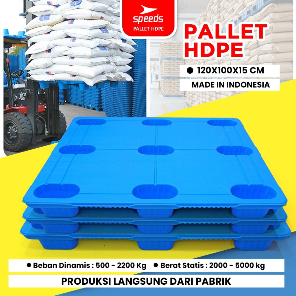 SPEEDS Pallet Plastik Heavy Duty Palet Plastik HDPE 120x100x15cm Pallet Gudang Palet HDPE