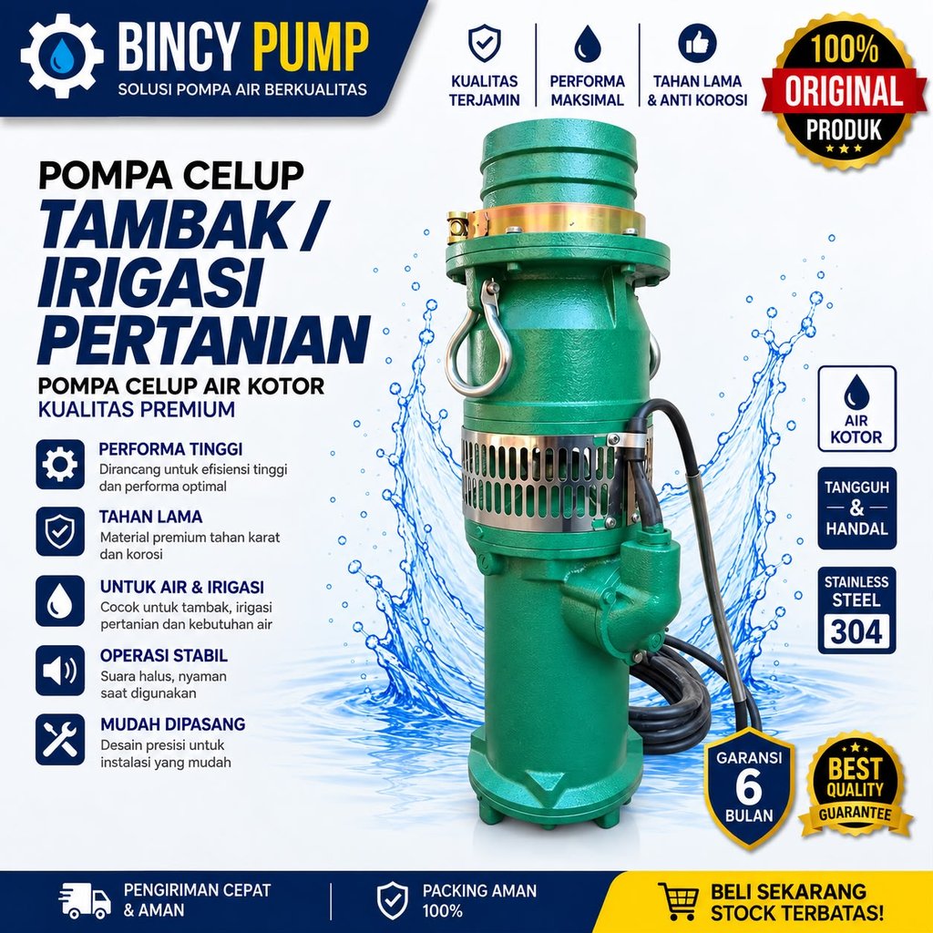 Pompa Air Ikan Koi Pompa Celup Tambak Udang Pompa Submersible 2inch
