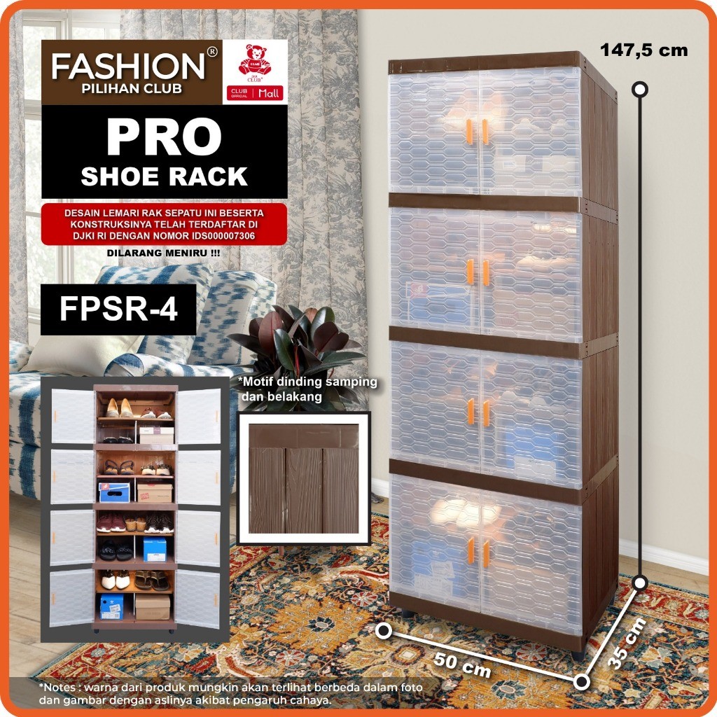 payoncenter CLUB Fashion Pro Shoe Rack - Box Penyimpanan Sepatu Plastik - Kotak Sepatu - Lemari Plas