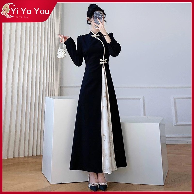 HIRO.SHOP Yi Ya You - Best seller Dress panjang qipao kerah shangai wanita kebaya korean style hijab