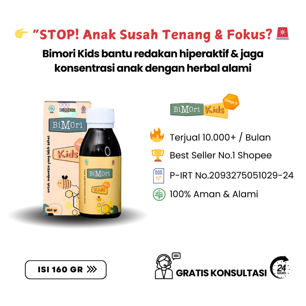 Bimori Kids Untuk Anak Hiperaktif Obat Tantrum Anak Adhd Atasi Speech Delay Nutrisi Otak Anak BPOM