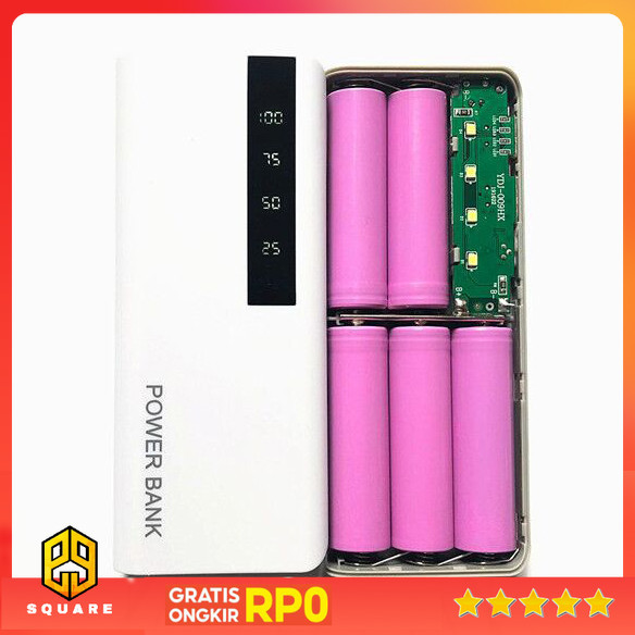 Rovtop Power Bank DIY Case Flashlight Dual USB Port 5 PCS 18650 - PB-01 Original 99 Square