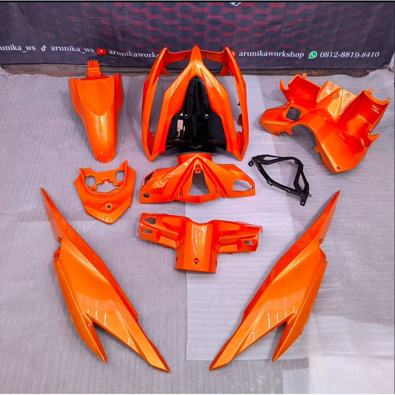 Cover Full Body Halus Honda Vario 125 Old KZR KZR Thn 2013 2014 Costem Warna Oren