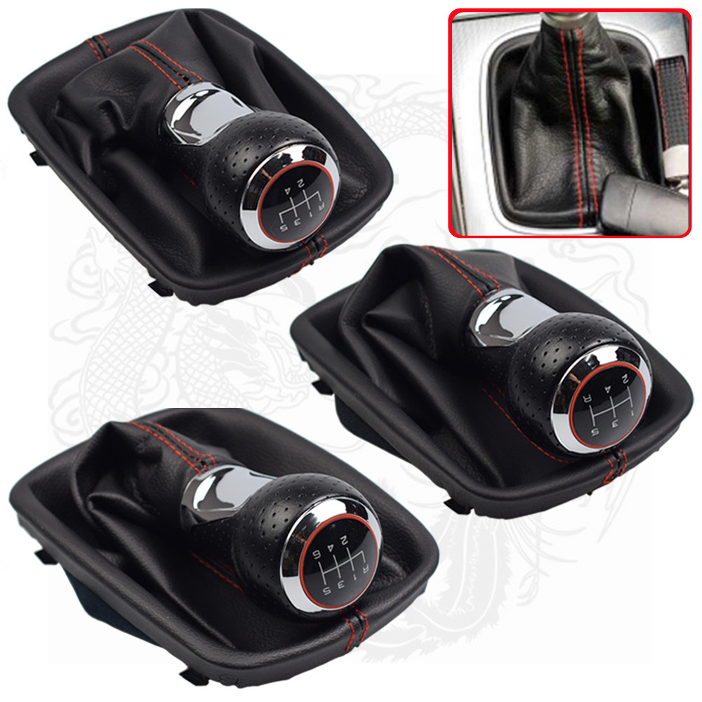 Black red line 5/6 Speed Car Shift Gear Knob Lever Gaiter Boot Cover for AUDI A4 B6 8E 2000-2004 A6 