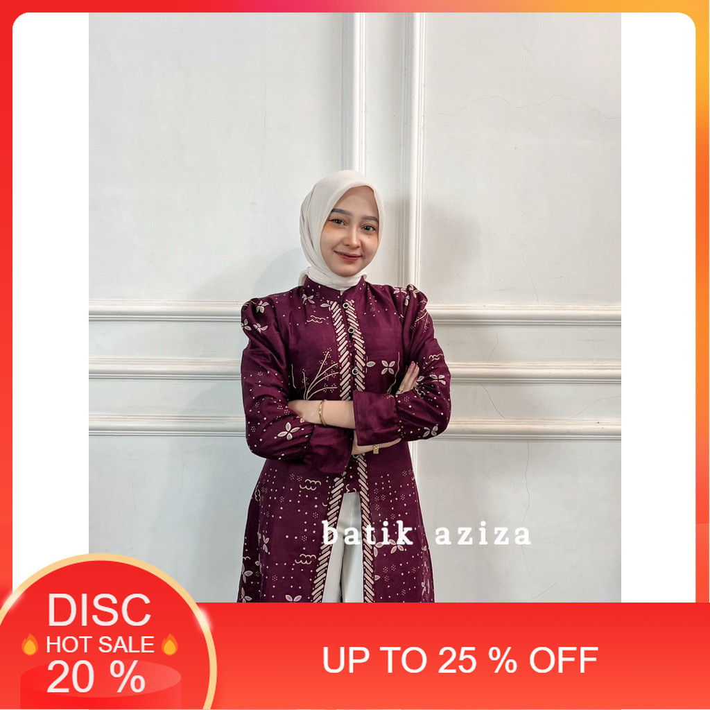 Tunik Batik Modern Wanita Kancing Depan Tunik Kusuma Ayu by Batik Aziza