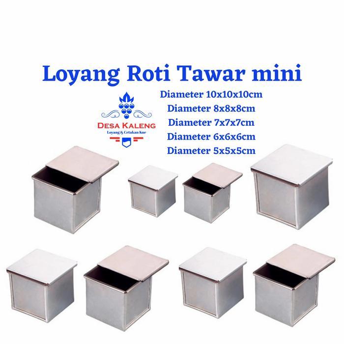 loyang roti tawar kubus / cetakan roti tawar mini / loyang loaf cube - 5x5 tanpa tutup