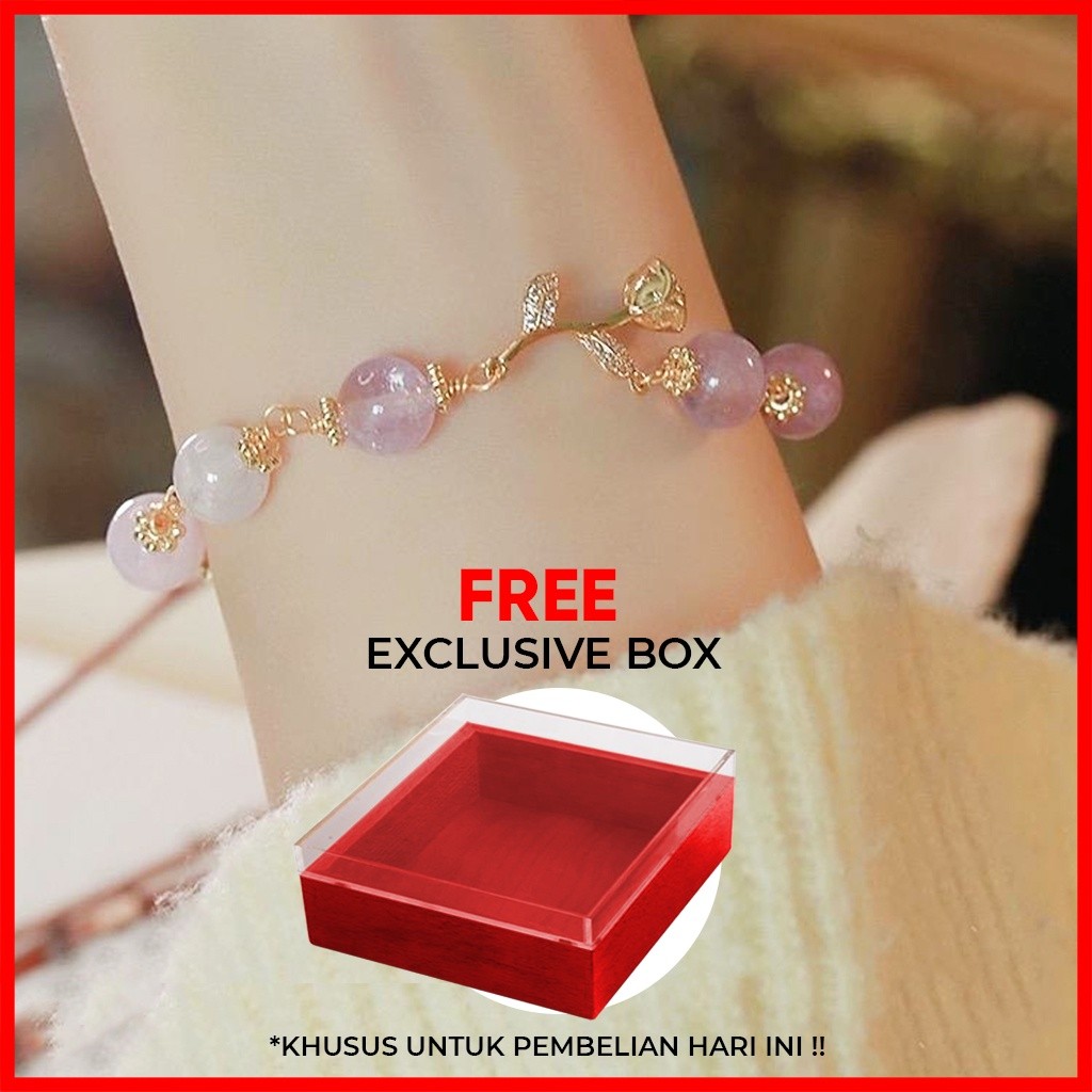 Gelang Giok Mawar Ungu Titanium | Aksesoris Gelang | Gelang Giok Asli China