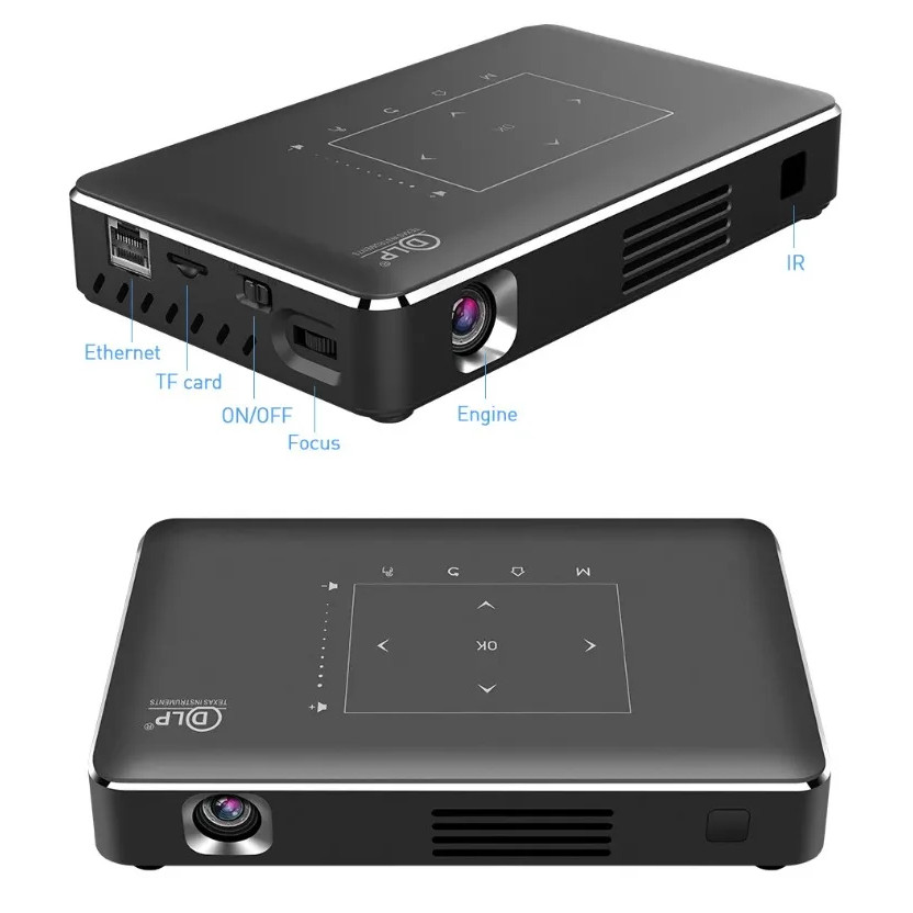 SZBOX Android 9.0 P10 DLP Mini Projector Wifi5 BT4.2 Home Protable Video Player LED 4k HD Cinema Pro
