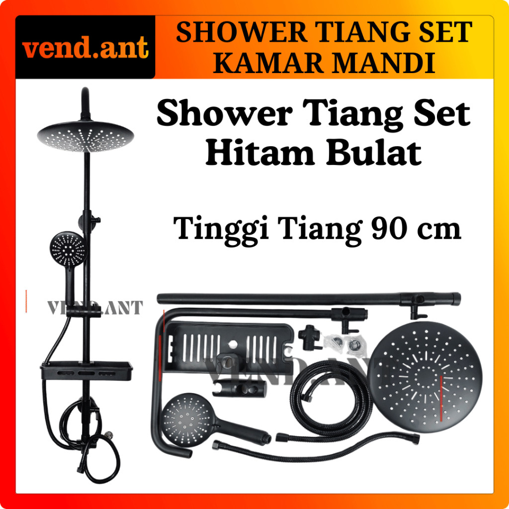 Shower Tiang Set Kamar Mandi Hitam Black