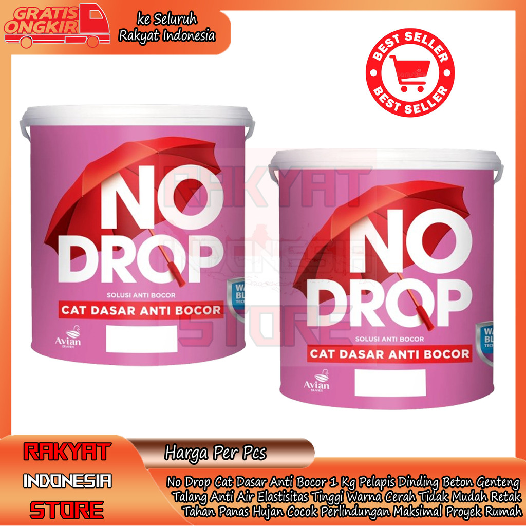 No Drop Cat Dasar Anti Bocor 1 Kg Pelapis Anti Air Tembok Atap Genteng Beton Lembut Mudah Diratakan 