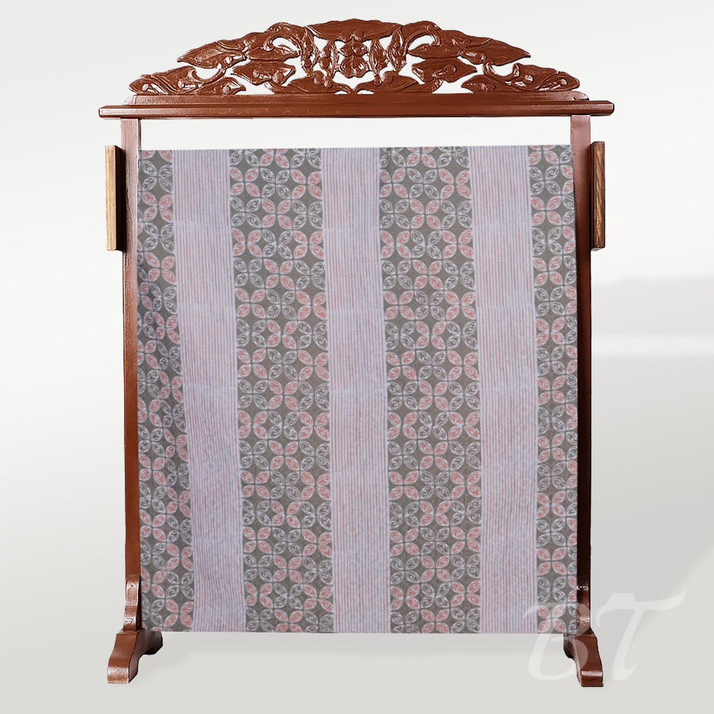 BATIK TRUSMI Bahan Kain Dobby Untuk Baju Batik Cap Motif Garis Kawung Hijau DK