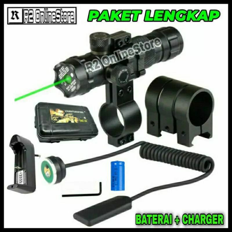 LASER SENAPAN NYALA HIJAU/MERAH ANGIN FULLSET GREEN/RED DOT LASER CAS SCOPE SIANG MALAM JARAK JAUH P