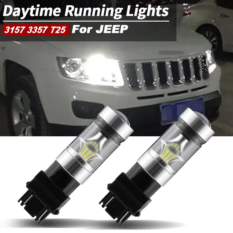2Pcs Canbus For Jeep Grand erokee 2011 2012 2013 3157 Led Daytime Running Light Bulbs P27/5W P27/7W 