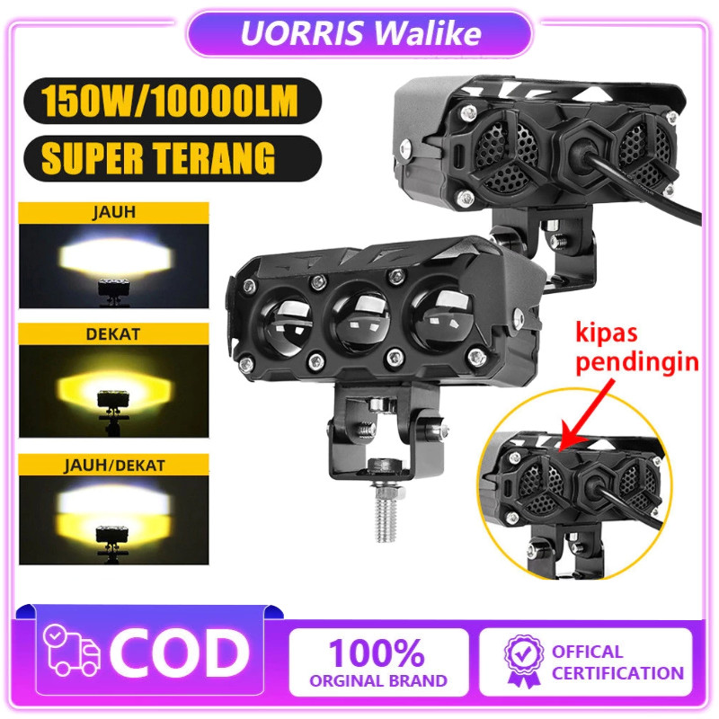 LAMPU LED TEMBAK LASER 3 MATA Hi LOW MOBIL MOTOR 2 WARNA SUPER TERANG