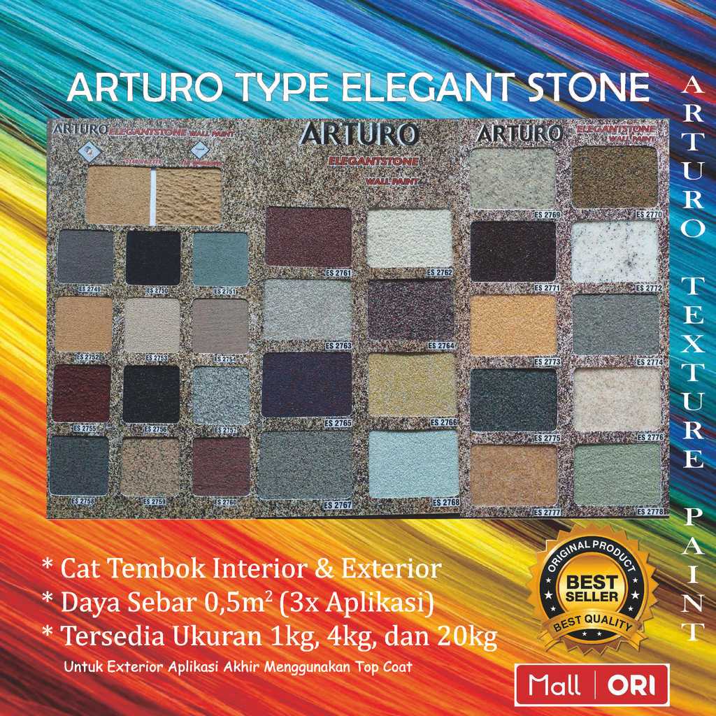 ARTURO Type Elegant Stone Galon 4kg Cat Texture Tone Flakes Tekstur Multicolor Elegantstone Kemasan 