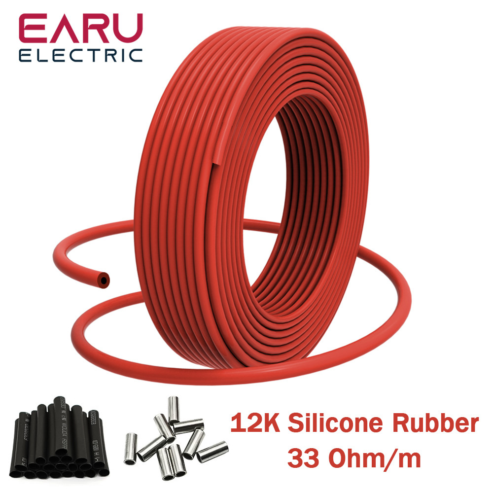 50M 100M 200M Infrared m Floor Cable 12K 33ohm/m Electric Carbon Heating Wire Coil 2.0mm Fiber Wire 