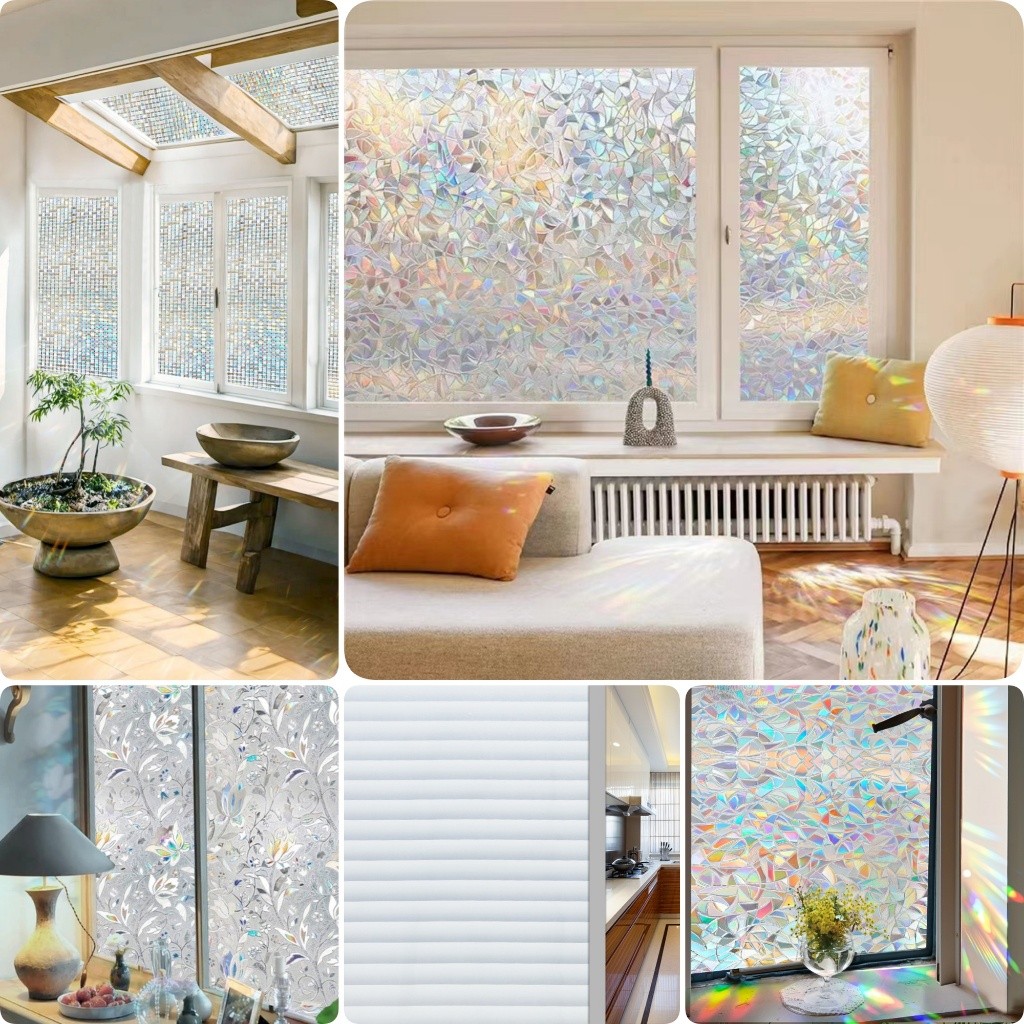 Stiker Kaca Premium Hologram Sunblast Tebal Mewah Glitter Sticker Kaca Jendela 90cm*300cm Anti Panas