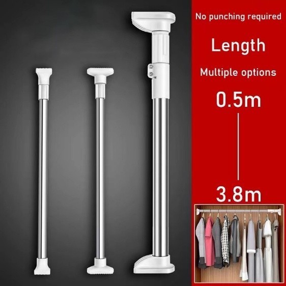H5396 Tiang Gantungan Flexible Tanpa Paku / Batang Gorden / Tiang Horden / Tiang Jemuran Baju