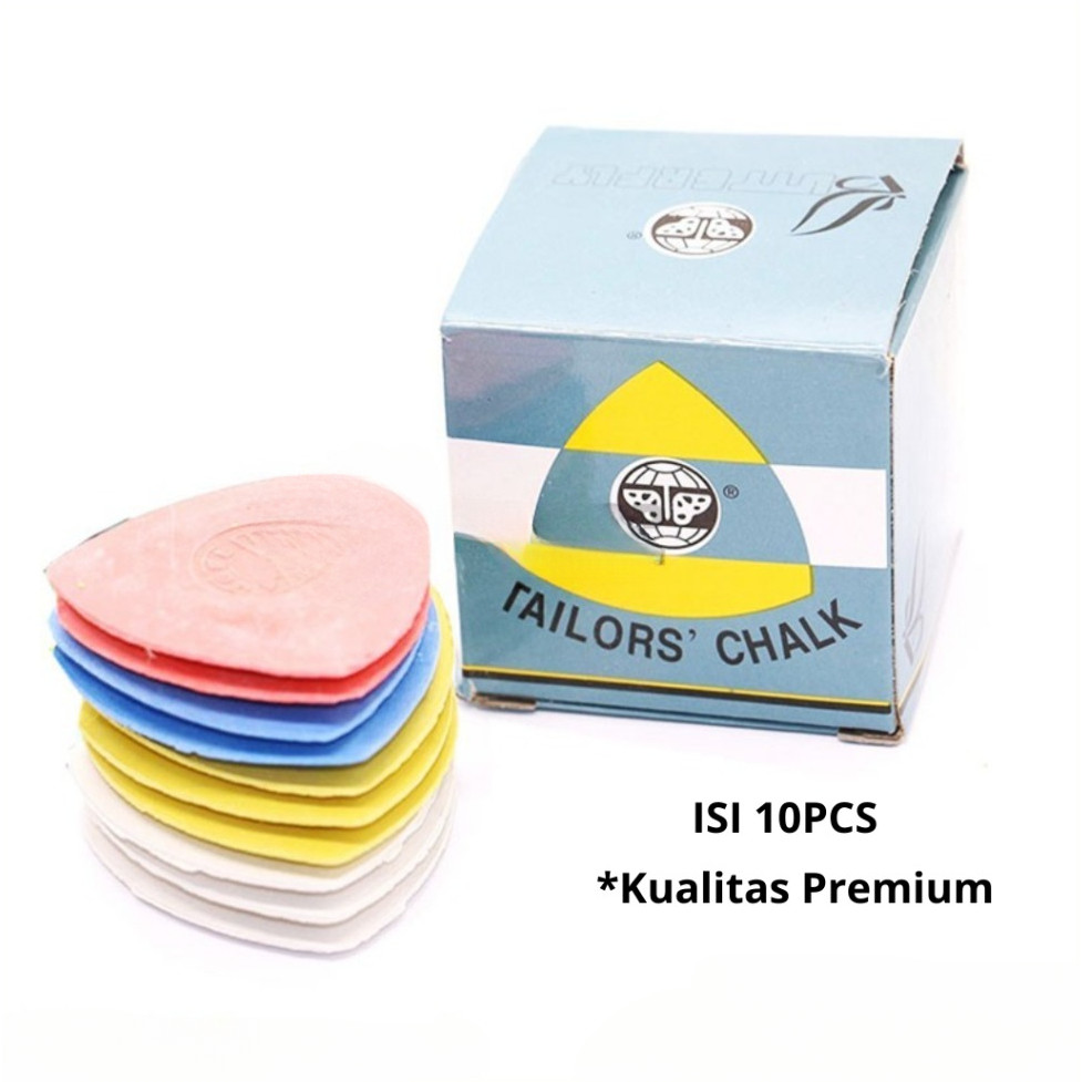 ASLI Kapur Jahit Segitiga Perkotak (isi 10) Warna Campur Tailor's Chalk Penanda Kain Jahitan