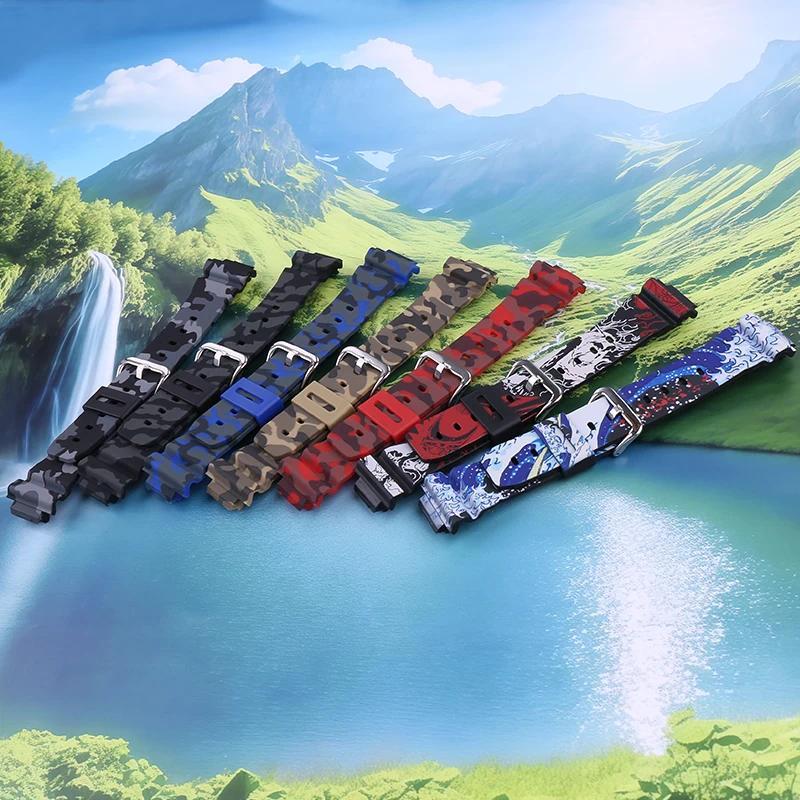 16mm Resin Camouflage Watch Band Strap Replacement for Casio DW6900 GW6900 GLX6900 DW6600 3230 Men's