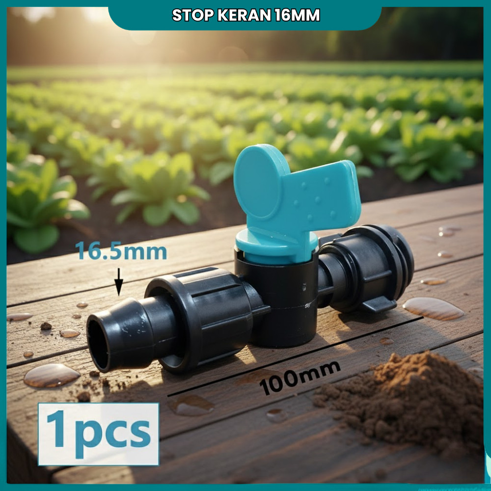 Konektor Selang Drip 16mm Irigasi Pertanian Pipa PE 1/2 Inch - Tee Elbow Stop Kran Sambungan Kebun H