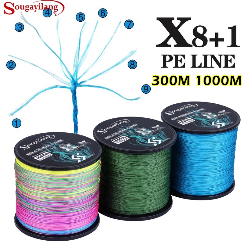 FRANKSTAR  Sougayilang Senar PE X8+1 300M 1000M Senar Pancing X9 Kuat Dan Anti Keriting Braided Bena