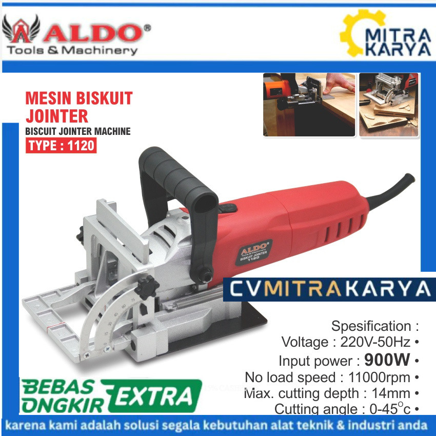 MESIN BISCUIT MESIN SLOT KAYU WOOD JOINTER BISKUIT JOINTER PENYAMBUNG PAPAN TYPE : 1120 MERK ALDO PL