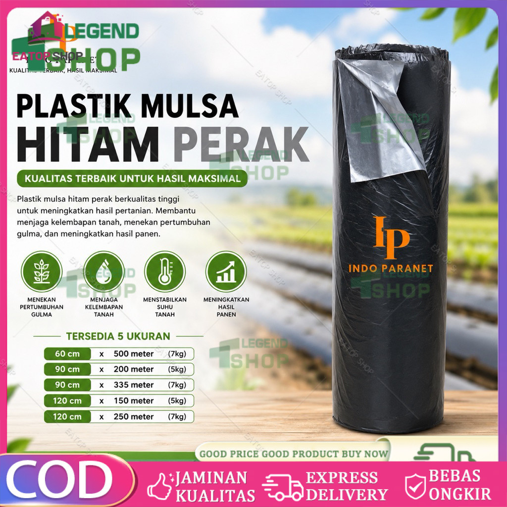 PLASTIK MULSA HITAM PERAK |90cm 120cm | 1 ROLL TANAM CABAI MELON TOMAT