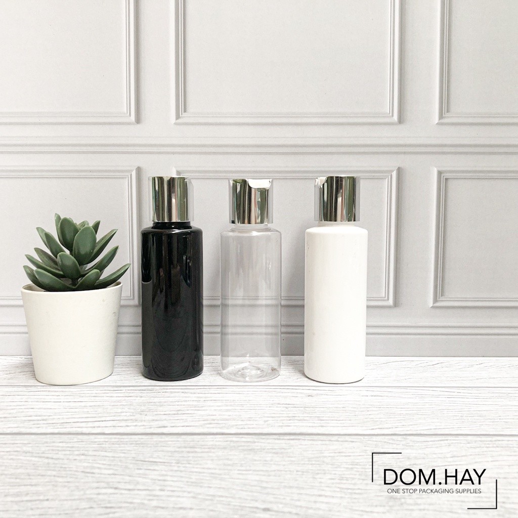 Botol Plastik Presstop Silver 100ml RF Dish Soap Sabun Body Hand Wash Shampoo Gel Oil Minyak Kemasan