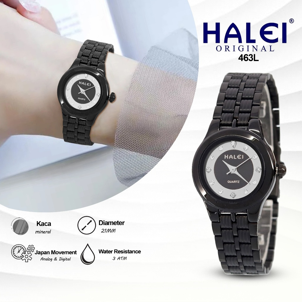 HALEI - Jam Tangan Cewek Premium Analog Tali Rantai Tahan Air 463L