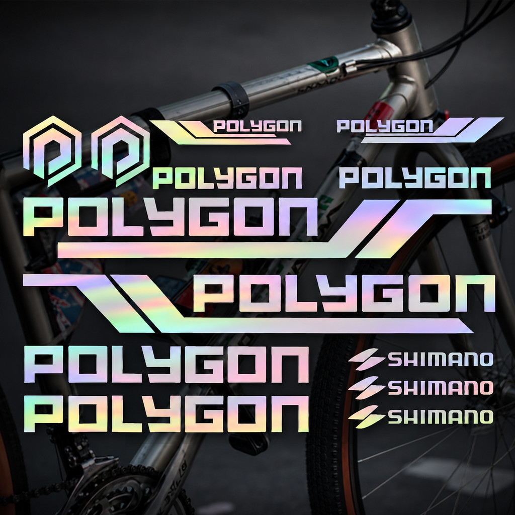 Stiker Sepeda POLYGON MTB Frame Lipat | Cutting Sticker | Decal Aksesoris Sepeda Set 01