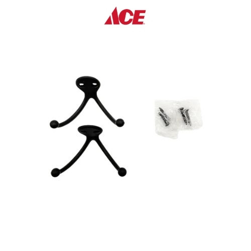 Ace Double Garment Hook M/Blck 7.6Cm  2S