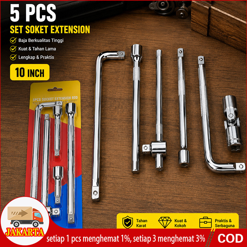 1/2 Extension Bar 10 Inch Gagang Kunci Shock L Kunci Shock Konektor Gagang Sambungan Sock Panjang