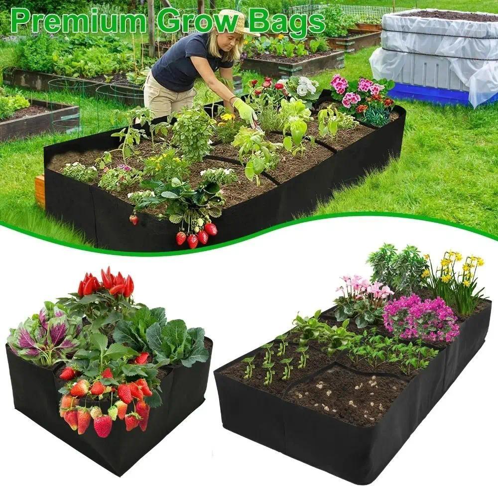 Durable Felt Garden Planting Bag Multigird Garden Tools Growing Bag Rectangle Flower Plant Pot Outdo