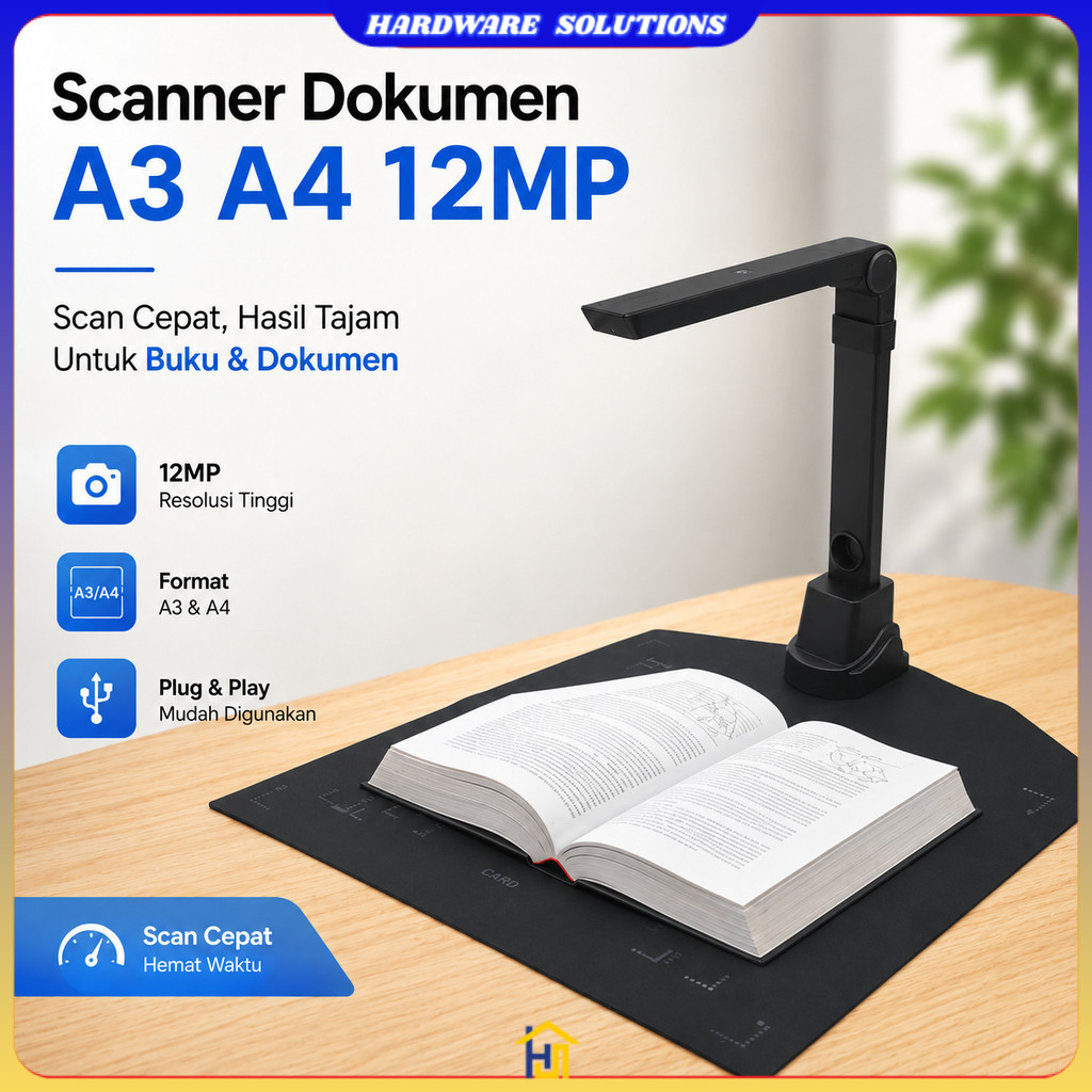 Scanner Dokumen Buku Overhead Portable Camera Scanner A3 A4 12MP - SD-2000
