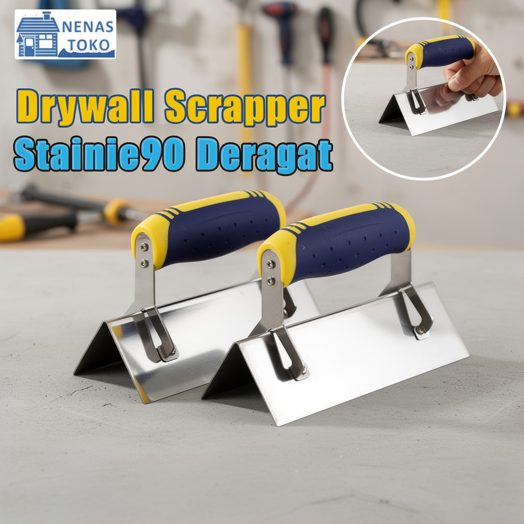 CVGiri pisau plamir sudut scraper drywall stainless alat acian tembok siku 90 derajat plester beton