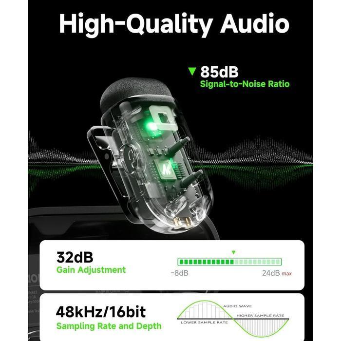 Maono Wave T1 Mini WM622 PBC2 / PC2 / PB2 Type-C & Lightning Port Microphone Wireless HP Smartphone 