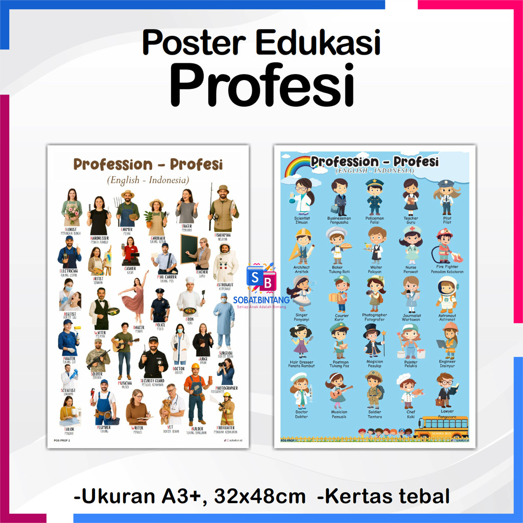 Poster Edukasi PROFESI - Poster edukasi anak poster profesi - Sobat Bintang