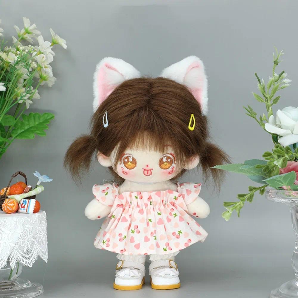 Headband 20cm Plush Doll Headwear Cat Ear Hair Decor Doll Cat Ears Tail Dress Up Simulation Cotton D