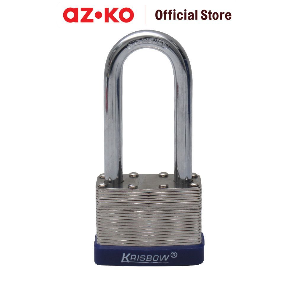 AZKO Krisbow Gembok Besi Laminasi Shackle Panjang 5 cm Padlock Aman Kunci Pengaman Lock Manual Pengu