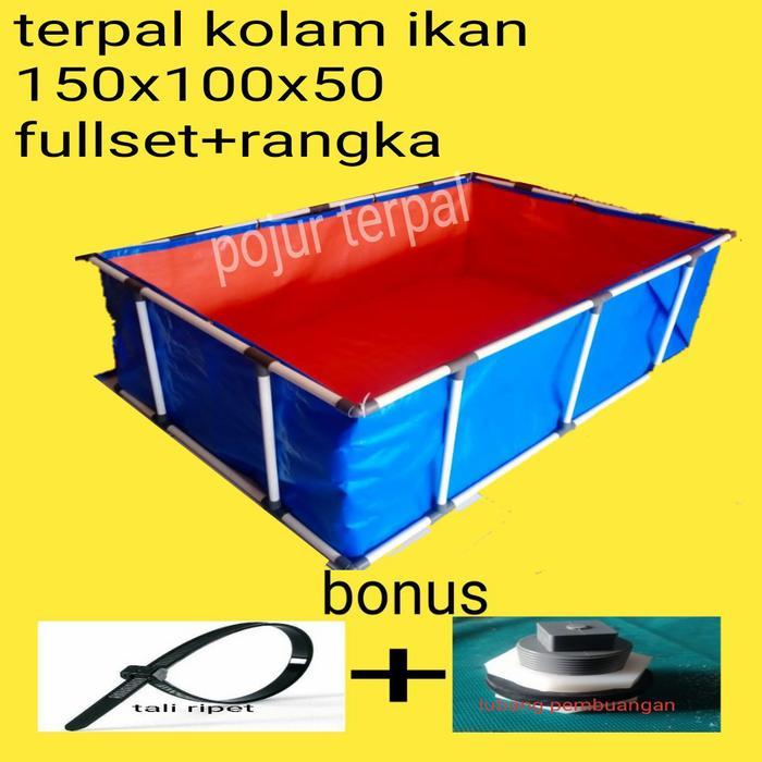 bi ss terpal kolam ikan 150x100x50 tipe a12 fullset + rangka - TIPE A12+RANGKA