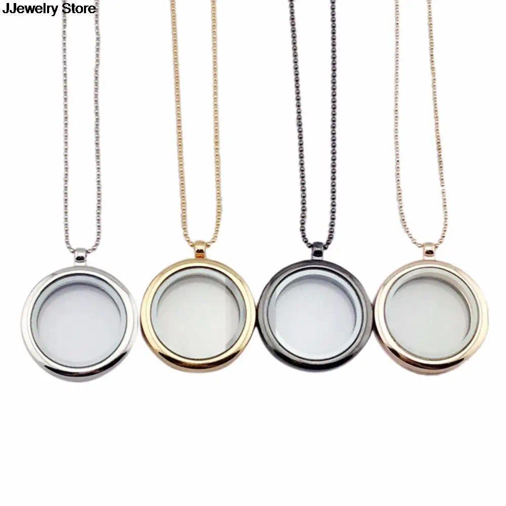 4 Colors 2 Styles 30mm Round Magnetic Glass Floating  Locket charms Memory Photo Locket