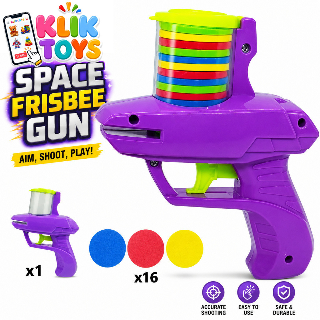 KLIK TOYS SPACE FRISBEE GUN Mainan Peluncur Cakram Busa Untuk Permainan Koordinasi Anak