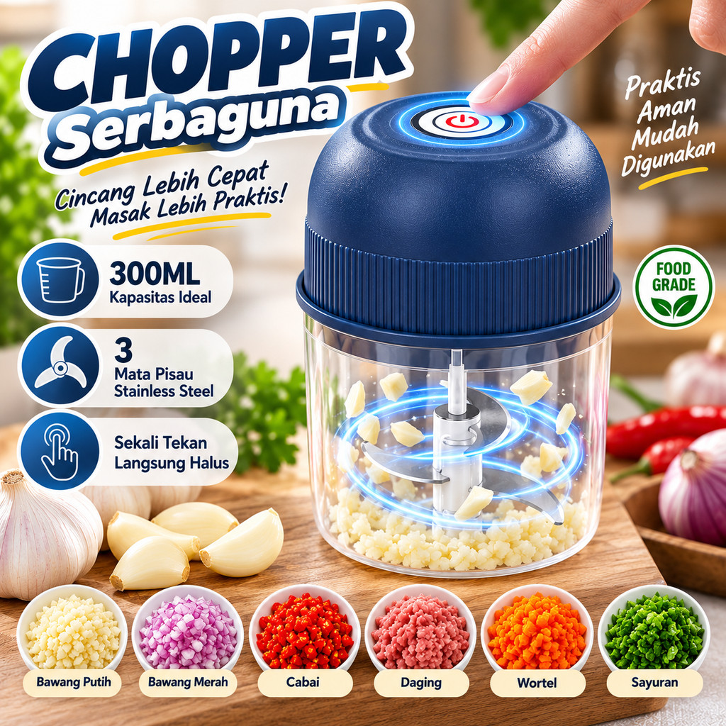 Chopper/coper/USB MINI CHOPPER / PORTABLE BLENDER MINI PENGGILING BUMBU DAGING BAWANG