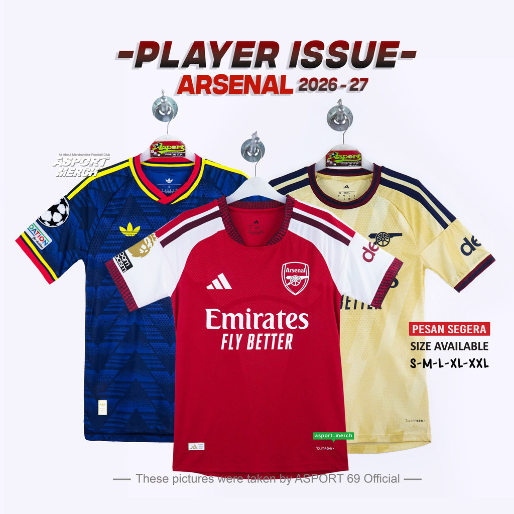 koleksi JERSEY PLAYER ISSUE ARSENAL 2026 2027 PI HOME AWAY THIRD TERBARU 26 27