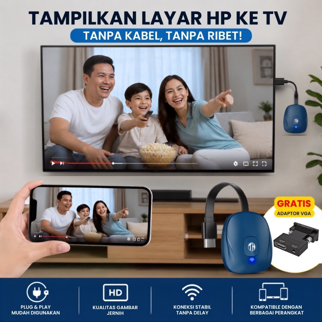 mws - YANGZI Wireless Display Adapter Miracast Chromecast Alat Transmisi Layar HDMI FHD Dongle TV