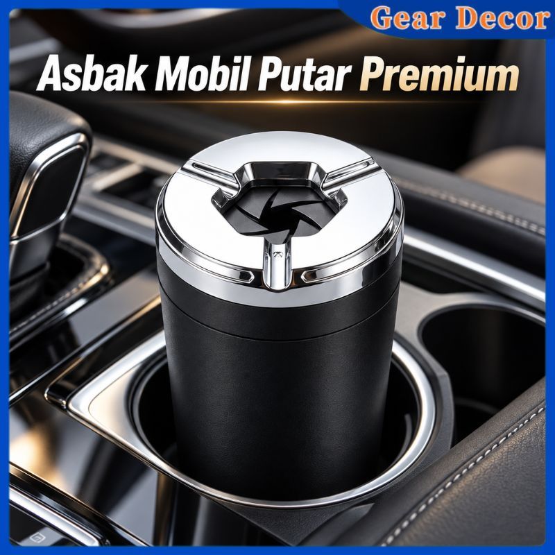 Asbak Mobil Stainless Steel Mini Portable Tempat Abu Rokok Tutup Putar Anti Bau Aksesoris Interior