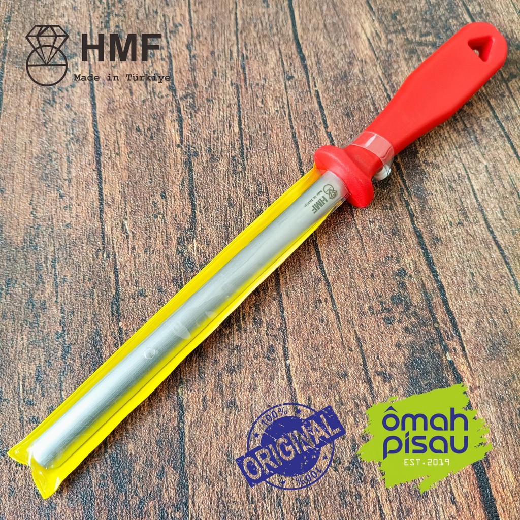 sharpening steel pengasah pisau hmf 20 cm oval merah made in turki original