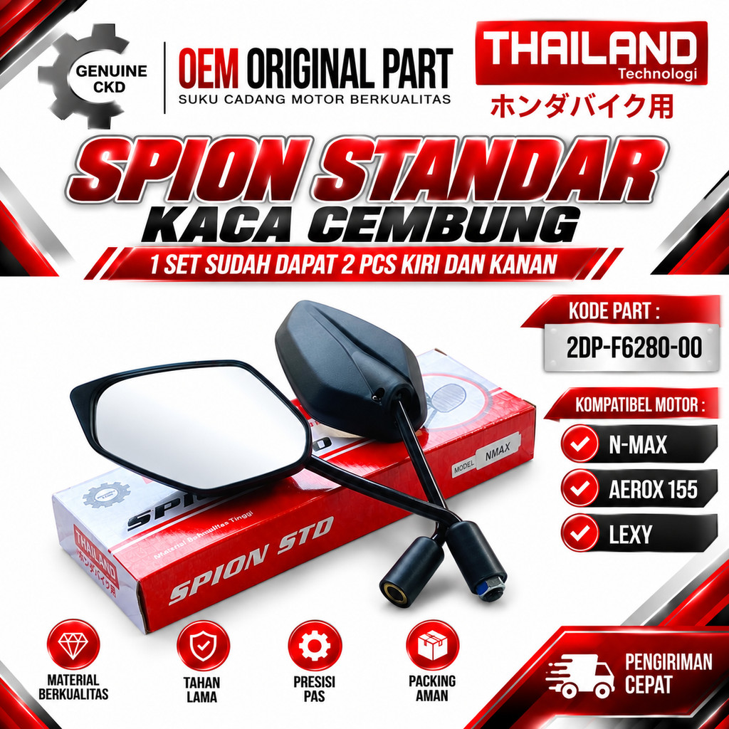 Kaca Spion Standar Yamaha Aerox 155 / 2DP Nmax N Max N-Max 155 / Lexi Lexy
