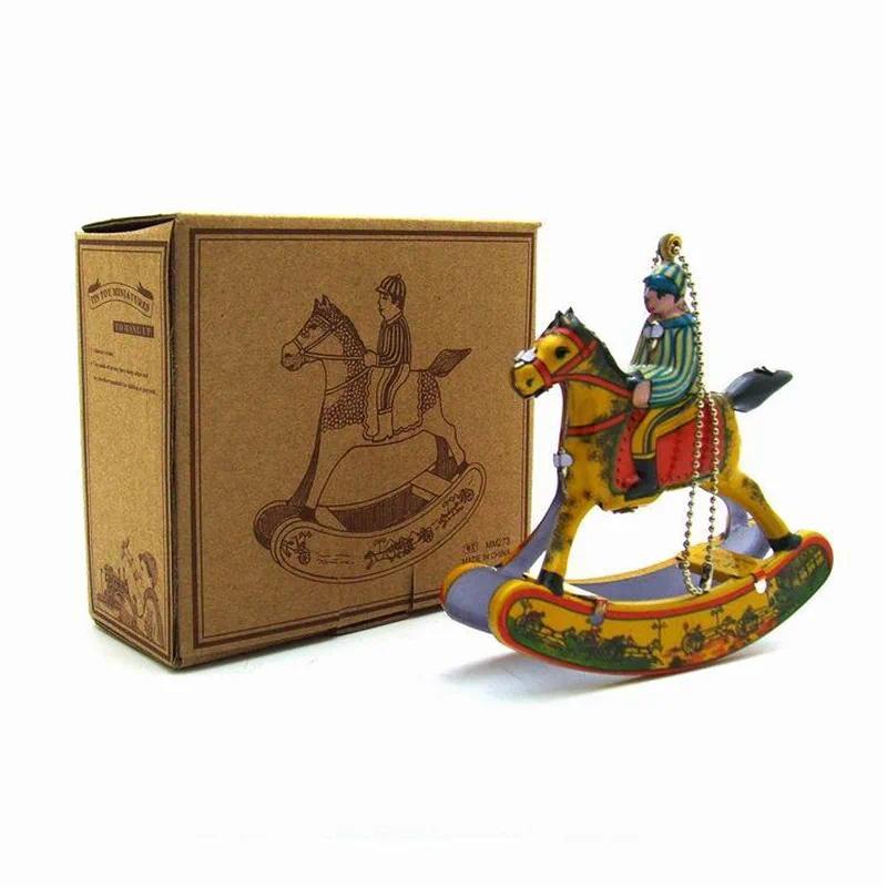 Vintage Home Decor Pendants Tin  Iron Ornament Accessories Wind Up Tin toy Horse